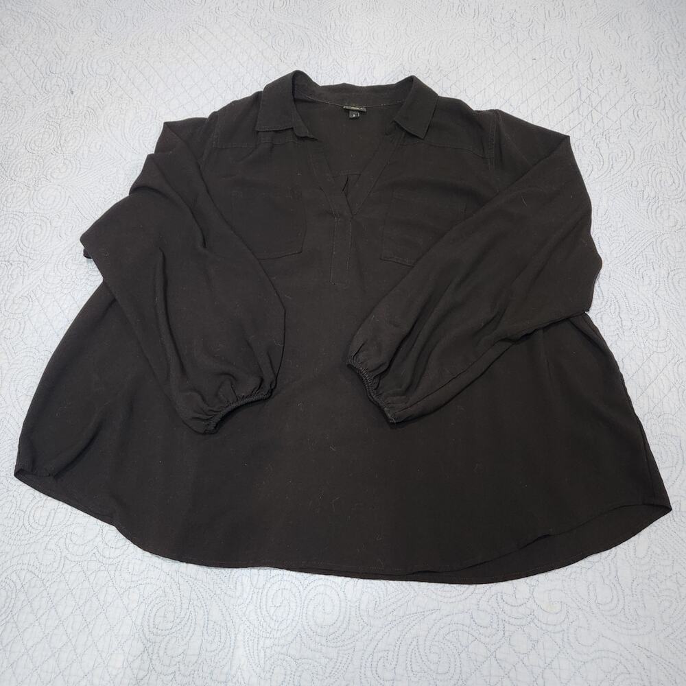Torrid 3X Black Bell Sleeve Harper Peasant Bouse